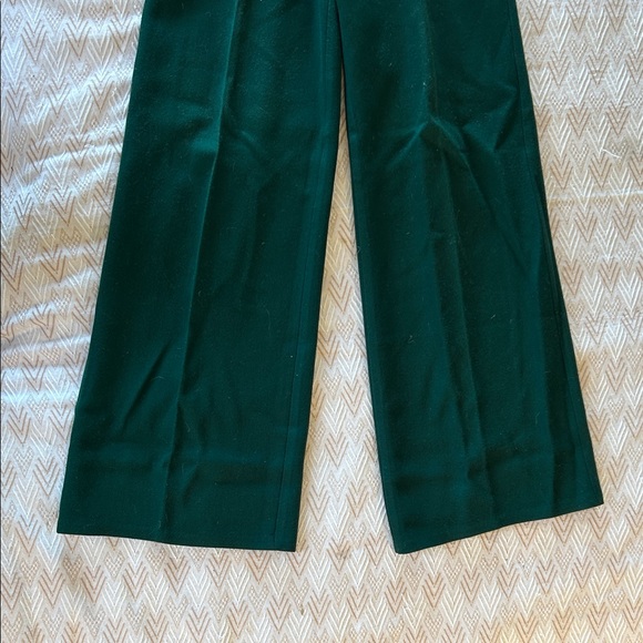 70s Bobbie Brooks Green HiRise Wide Leg Wool Blend Trousers - Picture 3 of 5